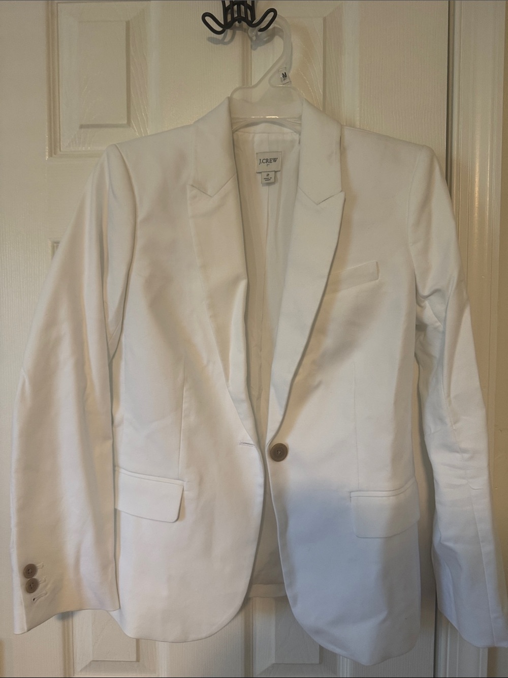 J. Crew White Single-Button Blazer with Notch Lapels